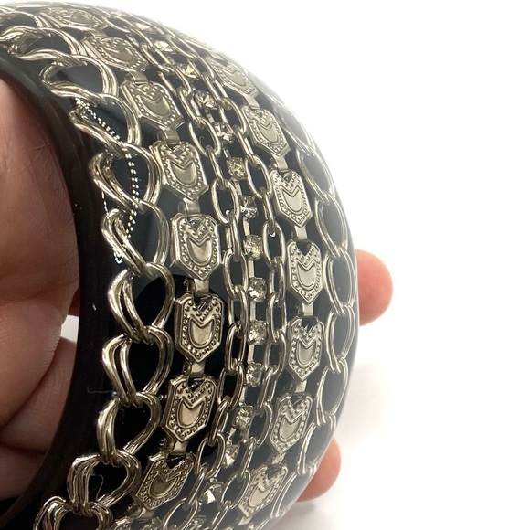 Bracelet Artisan Wooden Resin Heavy Chunky Statement Bangle 8” - Picture 2 of 10